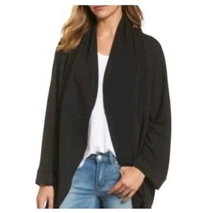James Perse Black Collared Open Shawl Cardigan Jacket